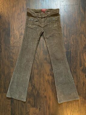 Vintage BeBop Brown Corduroy Boot-Cut Pants with Belt